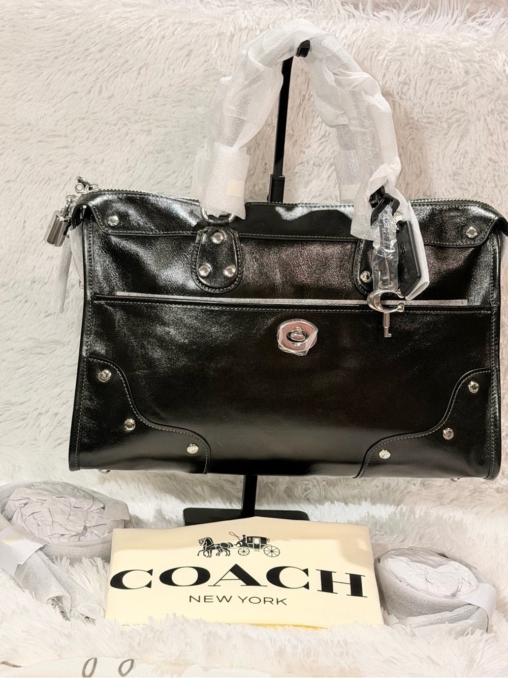 Coach Rhyder Satchel Bag 38 silver/ black NWT